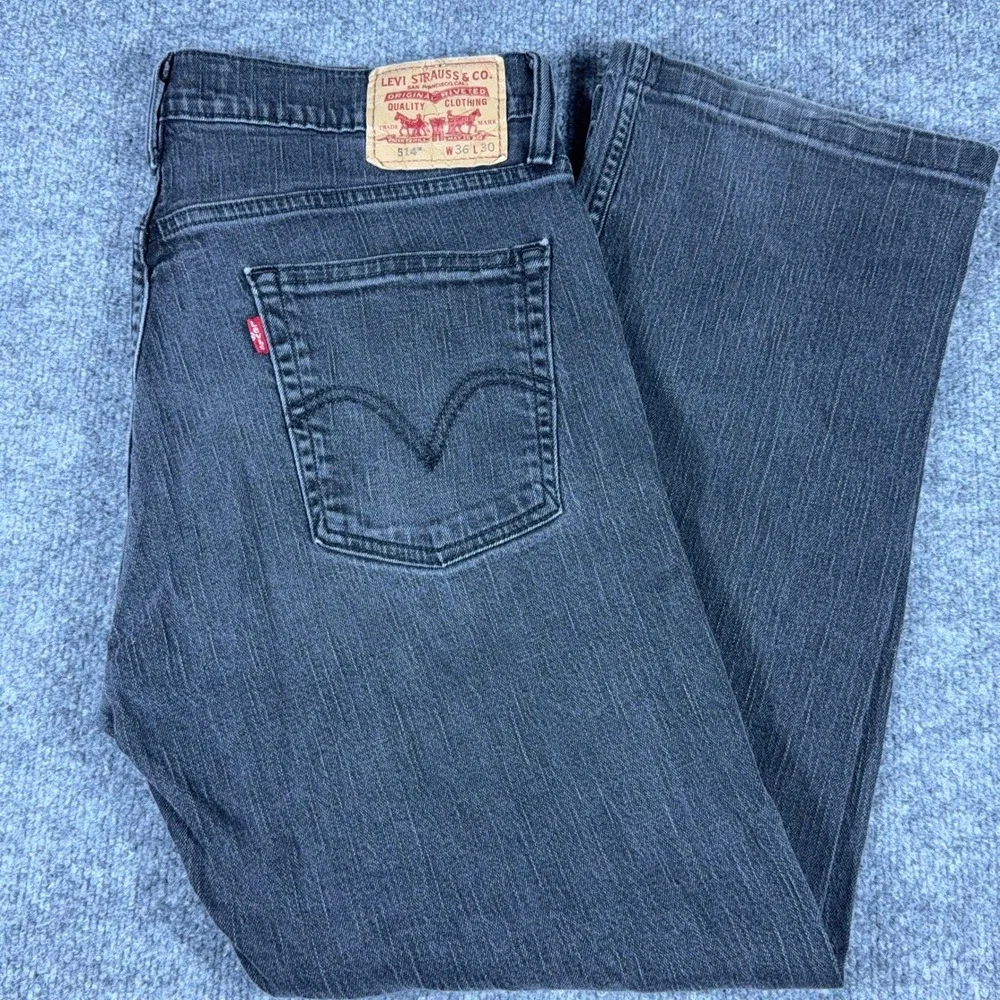 Levis 514 Slim Straight Jeans Mens 36x30 Charcoal Gray Denim Pants 005140211